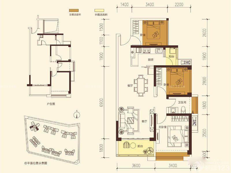 联投东方户型图8座奇数层B\E户 面积:80.00m2