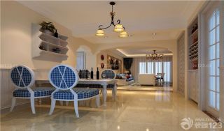 三室两厅地中海风格设计家庭餐厅靠背椅装修图
