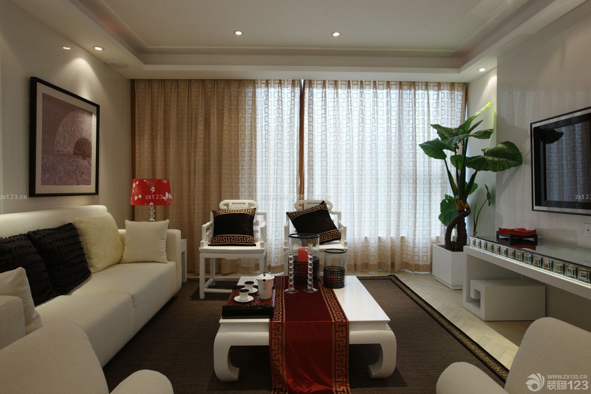 新中式风格 新房客厅装修效果图 组合沙发
