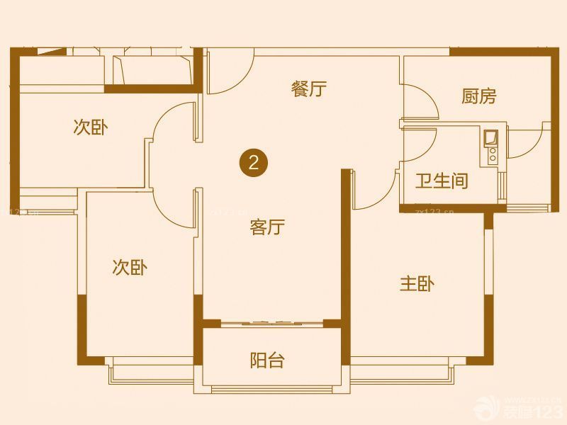 恒大帝景户型图6#7#8#楼1单元2 面积:105.00m2