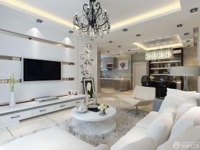 现代设计风格 三室一厅 时尚客厅 白色沙发