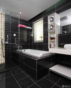 时尚家居浴室黑色瓷砖铺贴效果图