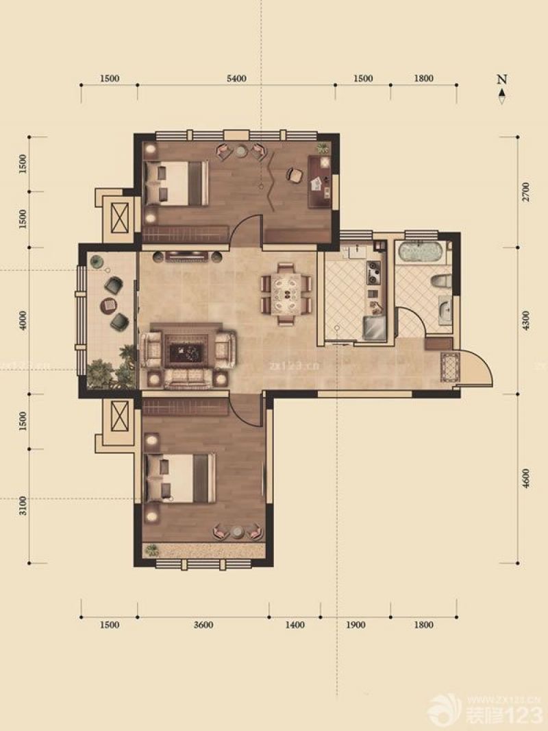 上海大公馆户型图a户型 2室2厅 面积:93.10m2