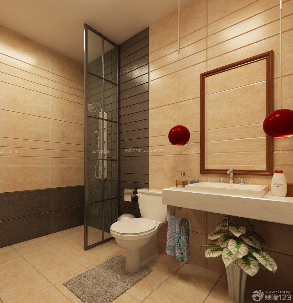 简约风格家装卫生间地面瓷砖设计效果图