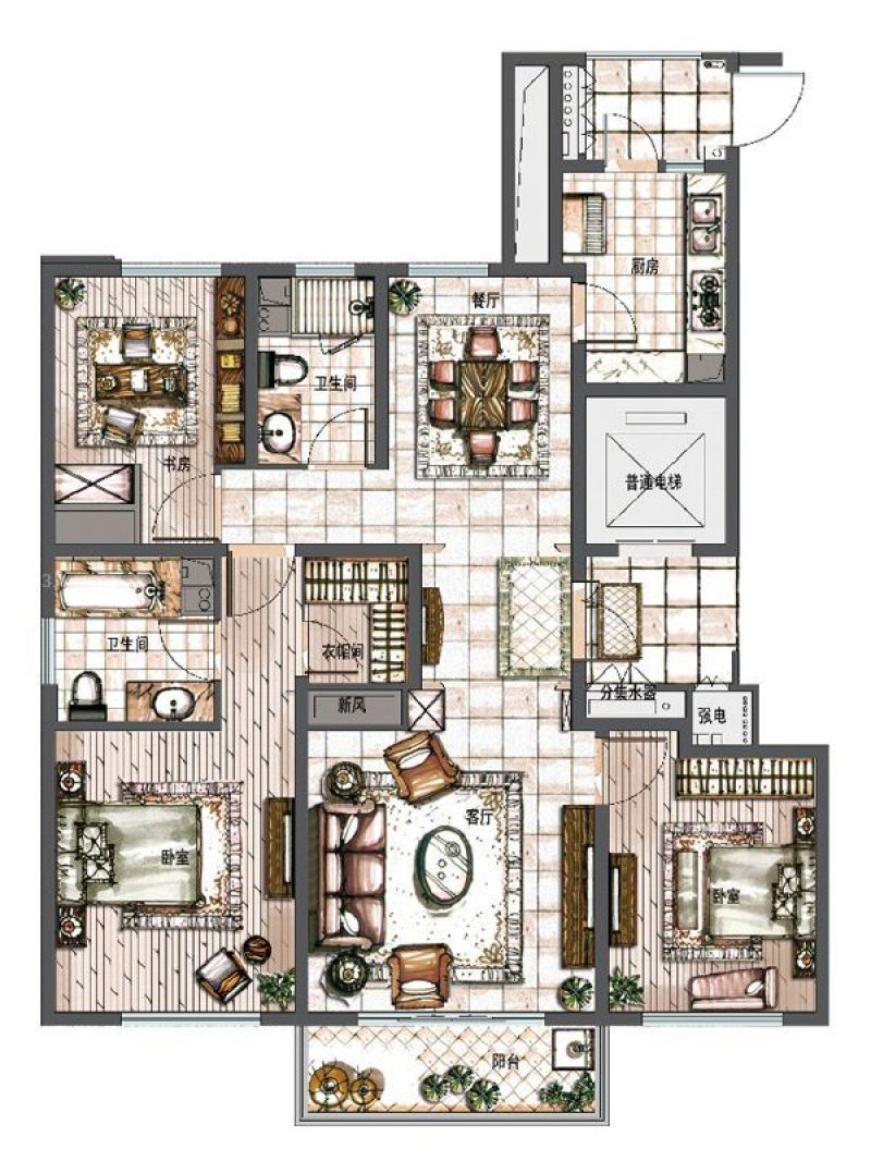 南塘金茂府户型图a户型 3室2厅 面积:138.00m2