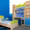 蓝色调家装儿童卧室写字台书柜组合设计图片