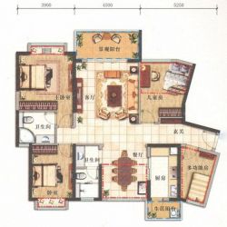 天峦湖户型图2栋A座A1户型 4室 面积:123.00m2