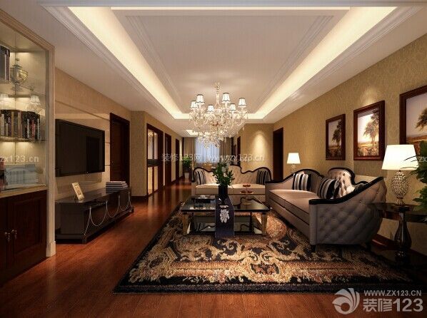 简约欧式风格 长方形客厅 组合沙发