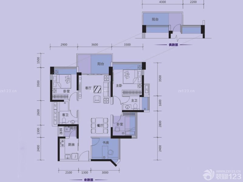 京基·御景印象户型图A/B/E/F座 面积:89.00m2