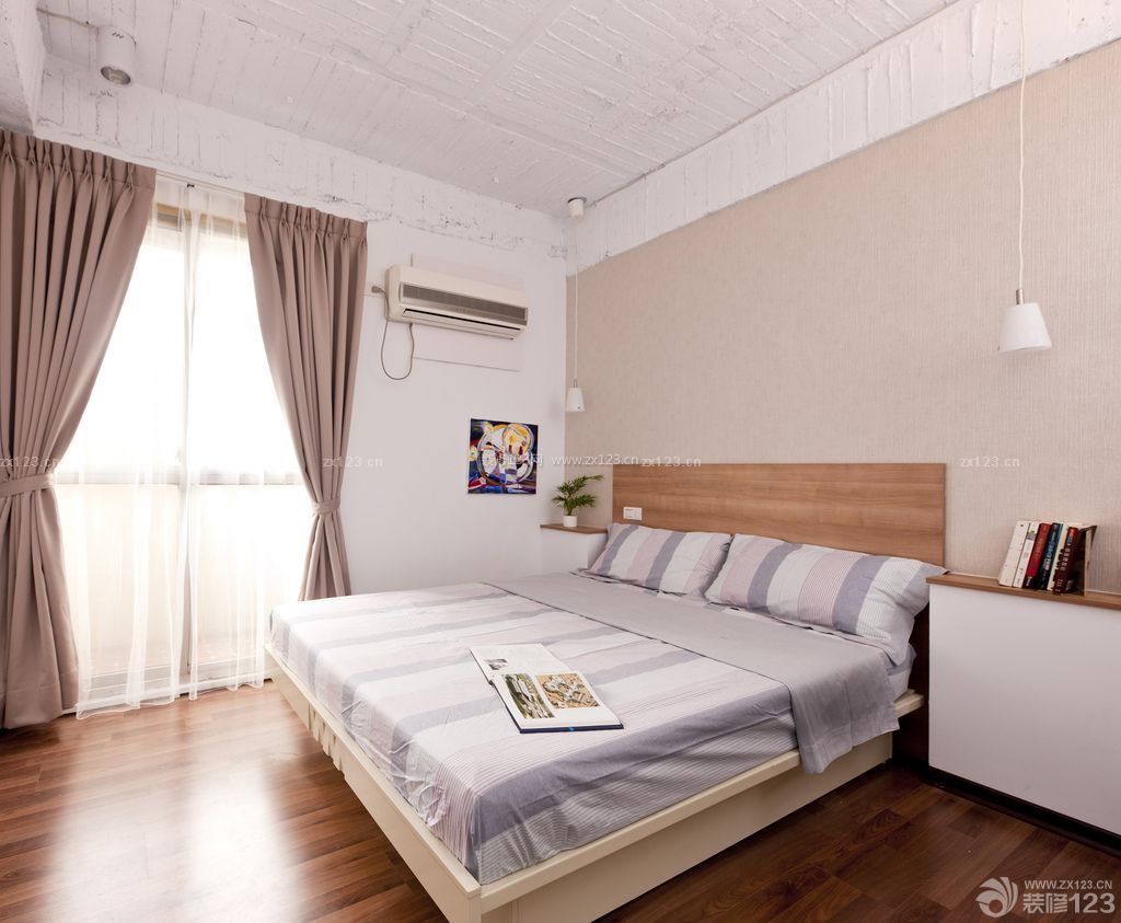 现代设计风格 主卧室 双人床 背景墙颜色
