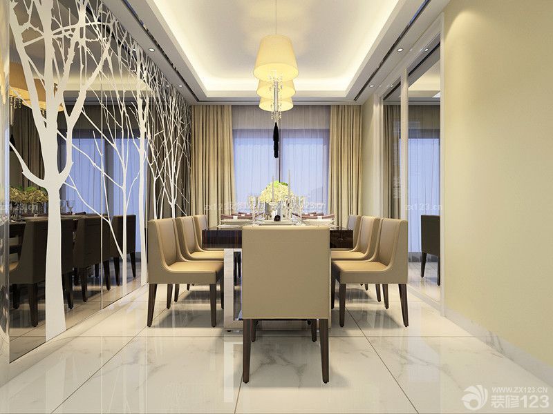 三室兩廳現(xiàn)代家居時尚餐廳靠背椅裝修效果圖