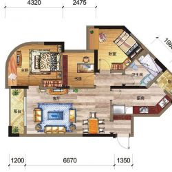 深中润·君临海域户型图B栋A7户 面积:78.00m2