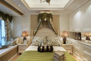 时尚混搭风格三室两厅卧室颜色搭配床头背景墙设计图