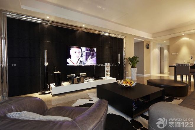 现代简约欧式风格家庭电视背景墙设计图欣赏