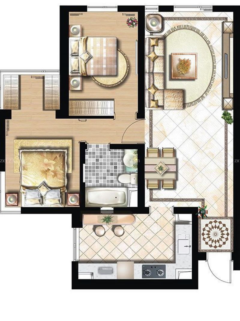 南京西路公馆户型图1座96.81平 面积:96.81m2