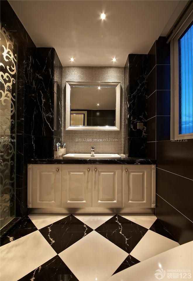 衛(wèi)生間洗手盆馬賽克背景墻圖片 