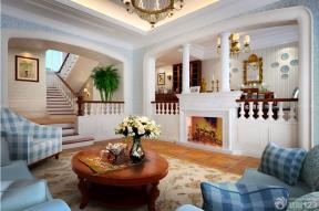 现代设计风格 小跃层 家居客厅装修效果图 实木茶几