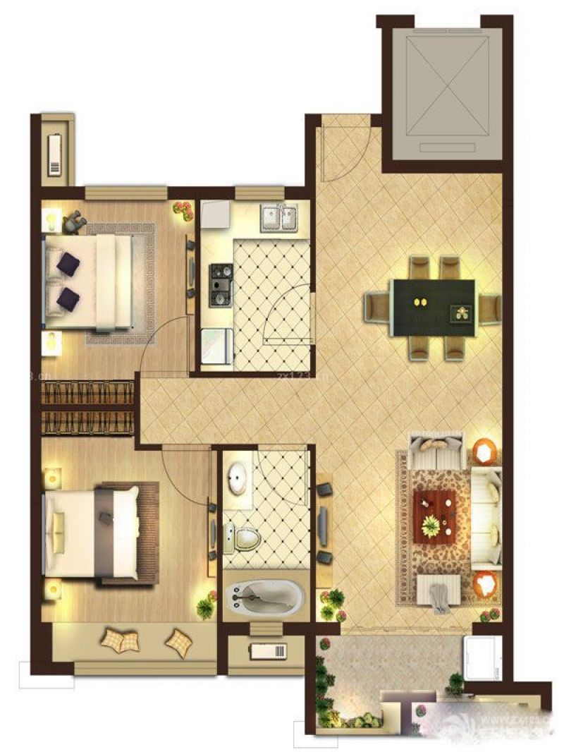 亿丰·锦瑟户型图A1户型 2室2厅 面积:80.00m2