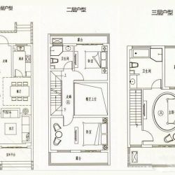 田园东方A南户型 面积约为：151 平3室2厅3卫1厨