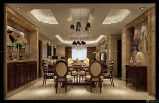 欧式家装设计豪华别墅家庭餐厅餐桌餐椅图