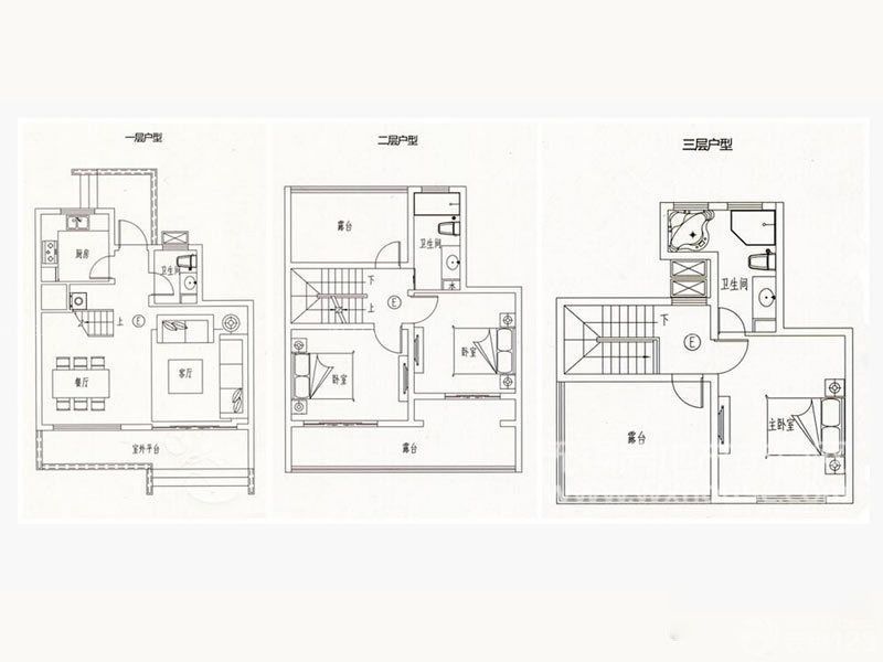 田园东方E北户型 面积约为：131 平3室2厅3卫1厨