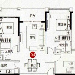 敏捷·四季花园户型图3栋04户型 面积:120.00m2