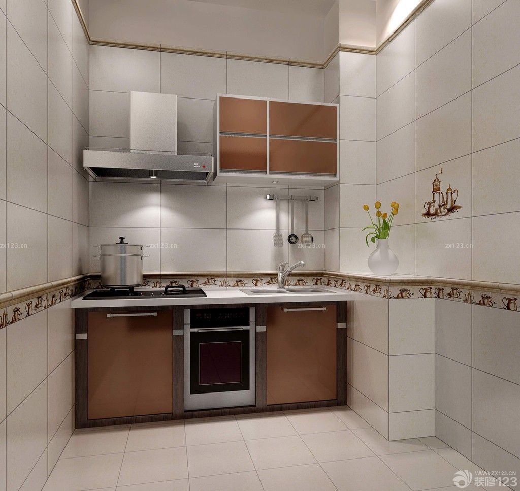 美式风格家装厨房地面瓷砖颜色搭配效果图