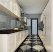 时尚家装厨房地面黑白瓷砖搭配效果图