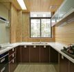 中式仿古厨房设计木质背景墙装修图