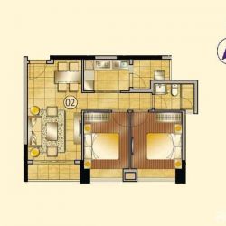 合景天峻户型图A3栋02户型 2室 面积:74.00m2