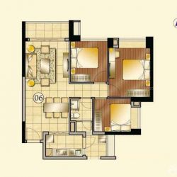 合景天峻户型图A3栋06户型 3室 面积:92.00m2