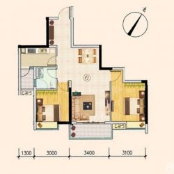 水韵翔庭户型图A栋06户型图 2室 面积:75.30m2