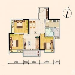 水韵翔庭户型图A栋01户型图 3室 面积:79.90m2