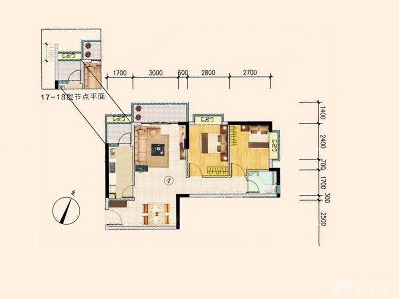 水韵翔庭户型图A栋04户型图 2室 面积:76.12m2