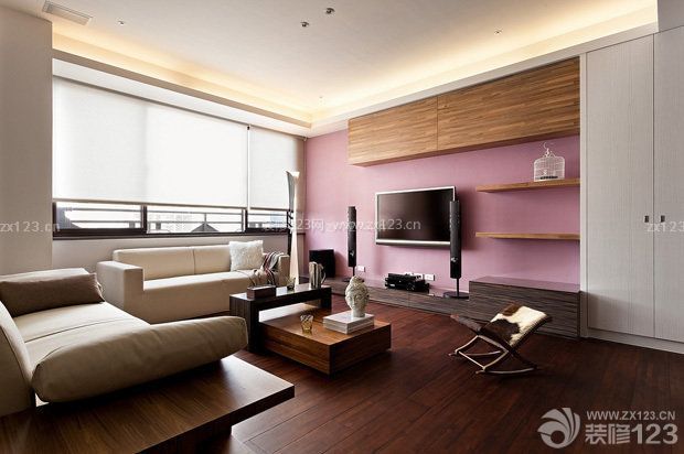 现代风格颜色搭配 三室一厅 新房客厅装修效果图 电视背景墙