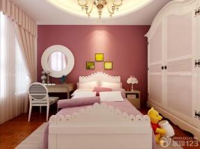 儿童卧室双人床背景墙颜色图