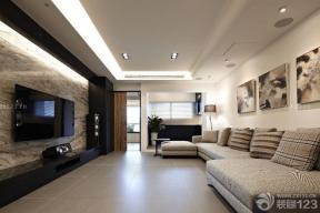 现代设计风格 三室两厅 长方形客厅 软沙发