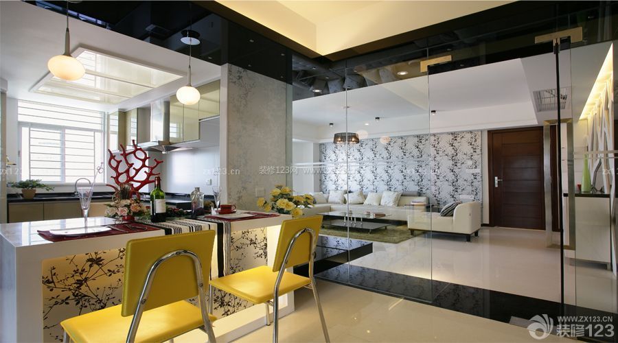 现代设计风格 三室一厅 家庭餐厅