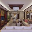 中式仿古时尚客厅组合沙发背景墙画图