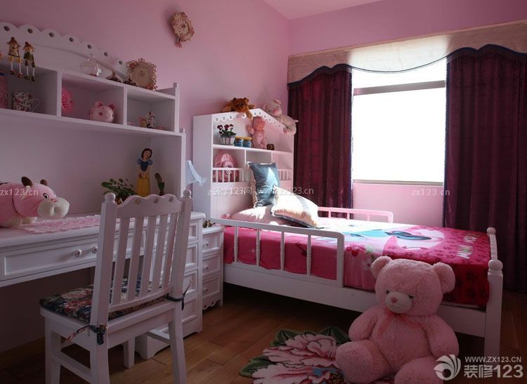 80平米粉色儿童房布置图片