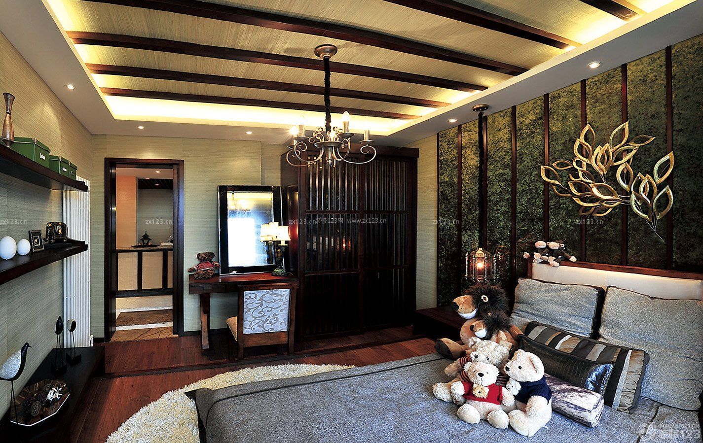 东南亚风格卧室床头背景墙设计图片