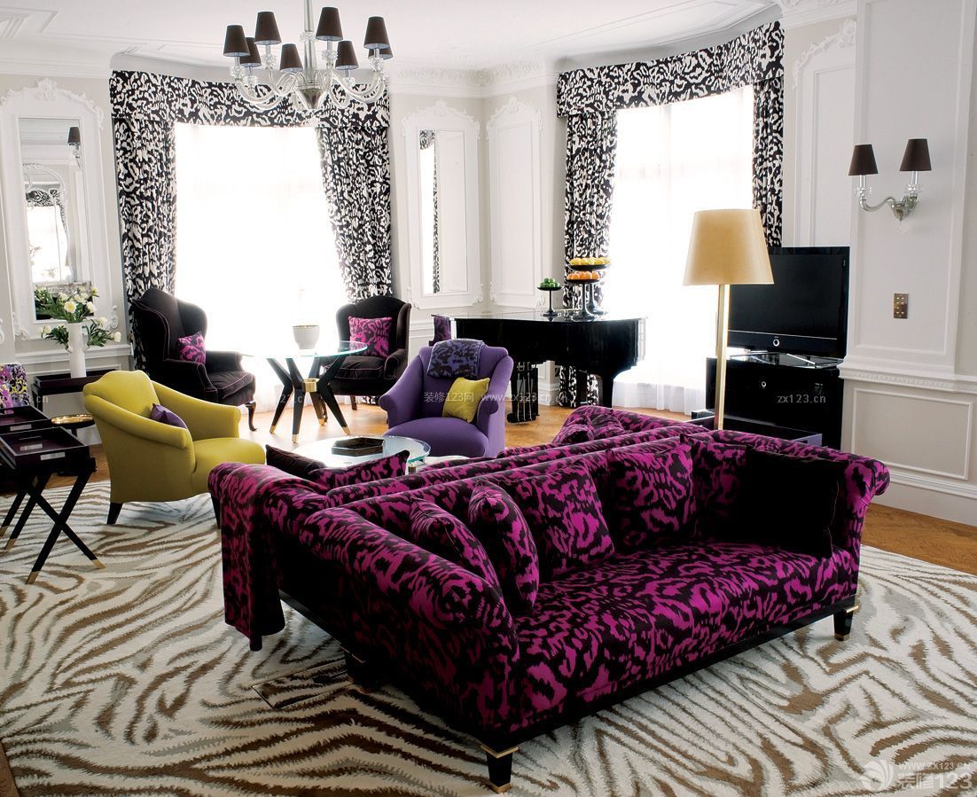 欧式田园风格客厅多人沙发设计案例欣赏
