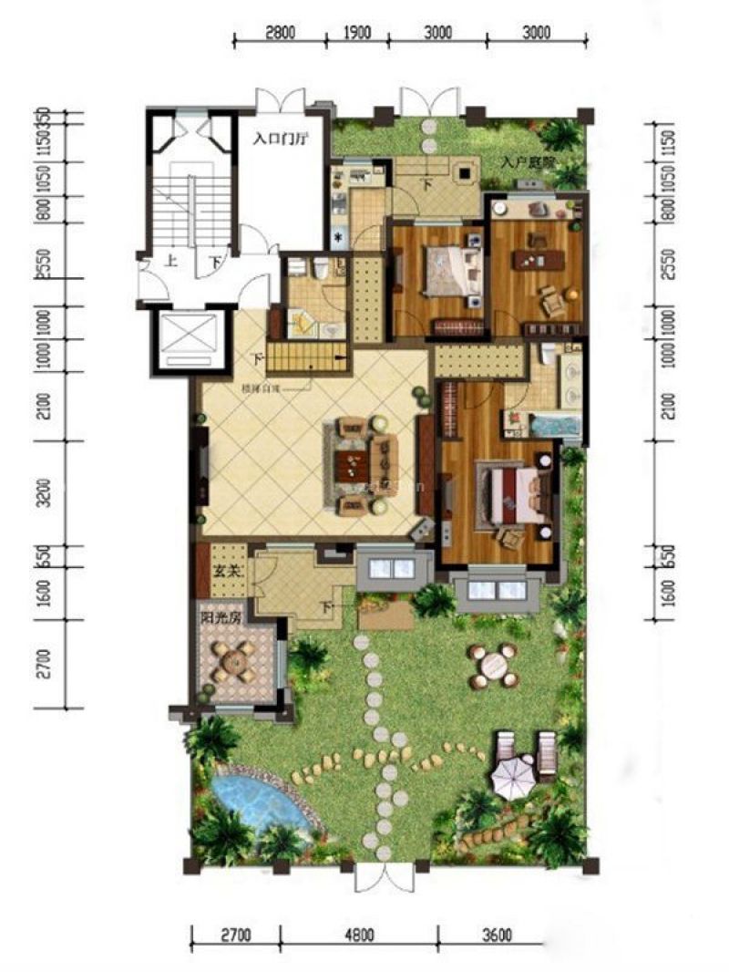 金地锦城户型图洋房140㎡户型 面积:140.00m2
