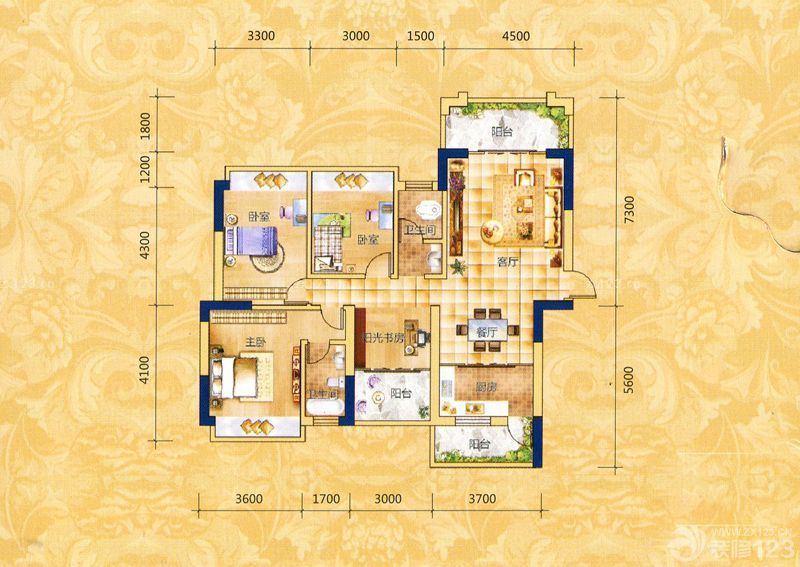 精通伊顿国际户型图9#楼01户型 面积:137.18m2