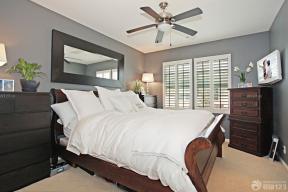 15平米卧室 卧室装饰 灰色墙面 美式混搭风格图片 150平米 
