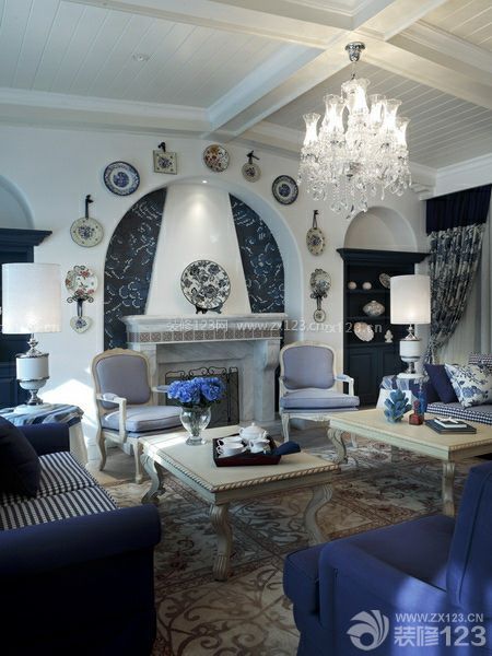 地中海风格设计 新房客厅装修效果图 豪华客厅装修效果图 