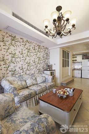 家装客厅设计 木质茶几 美式田园风格 