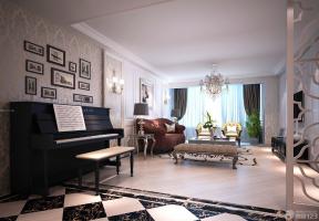 120平米 新古典 家装客厅 白色木地板 