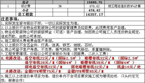 70平米装修公司报价