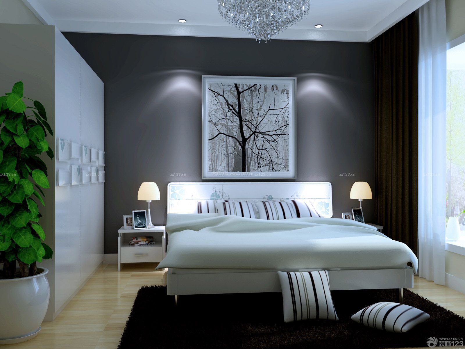 110平方现代家居卧室床装修效果图